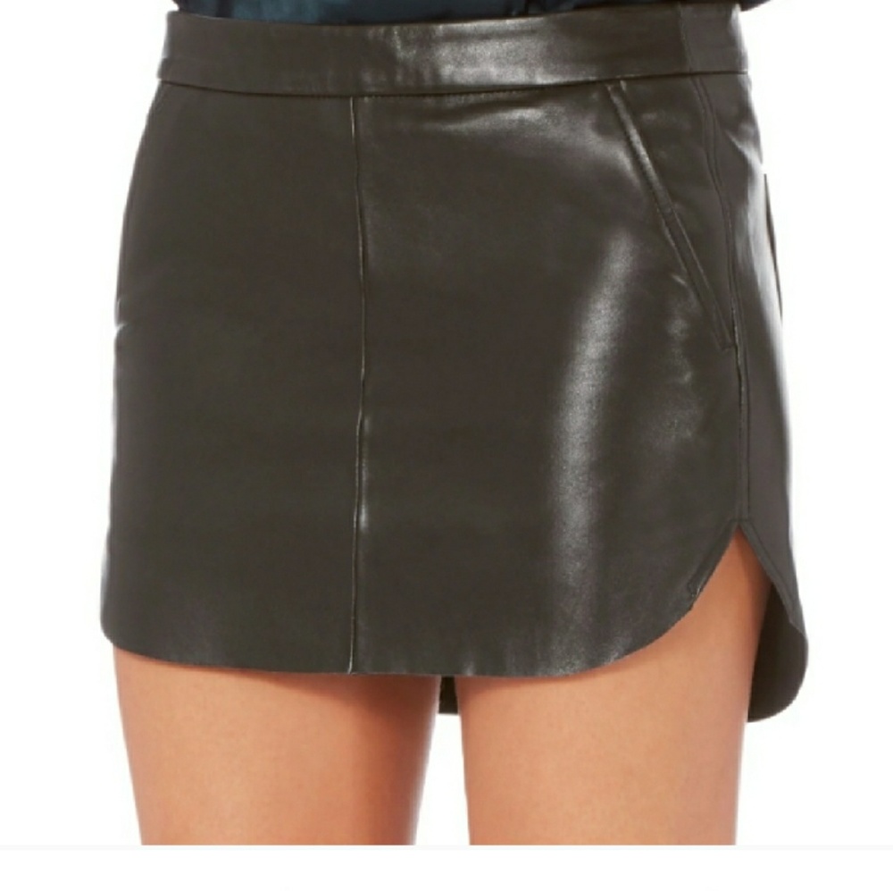 Leather mini skirt